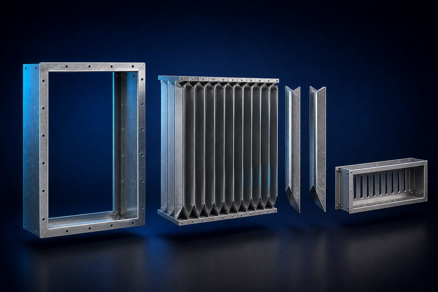 Inertia Filters, exploded into its main components