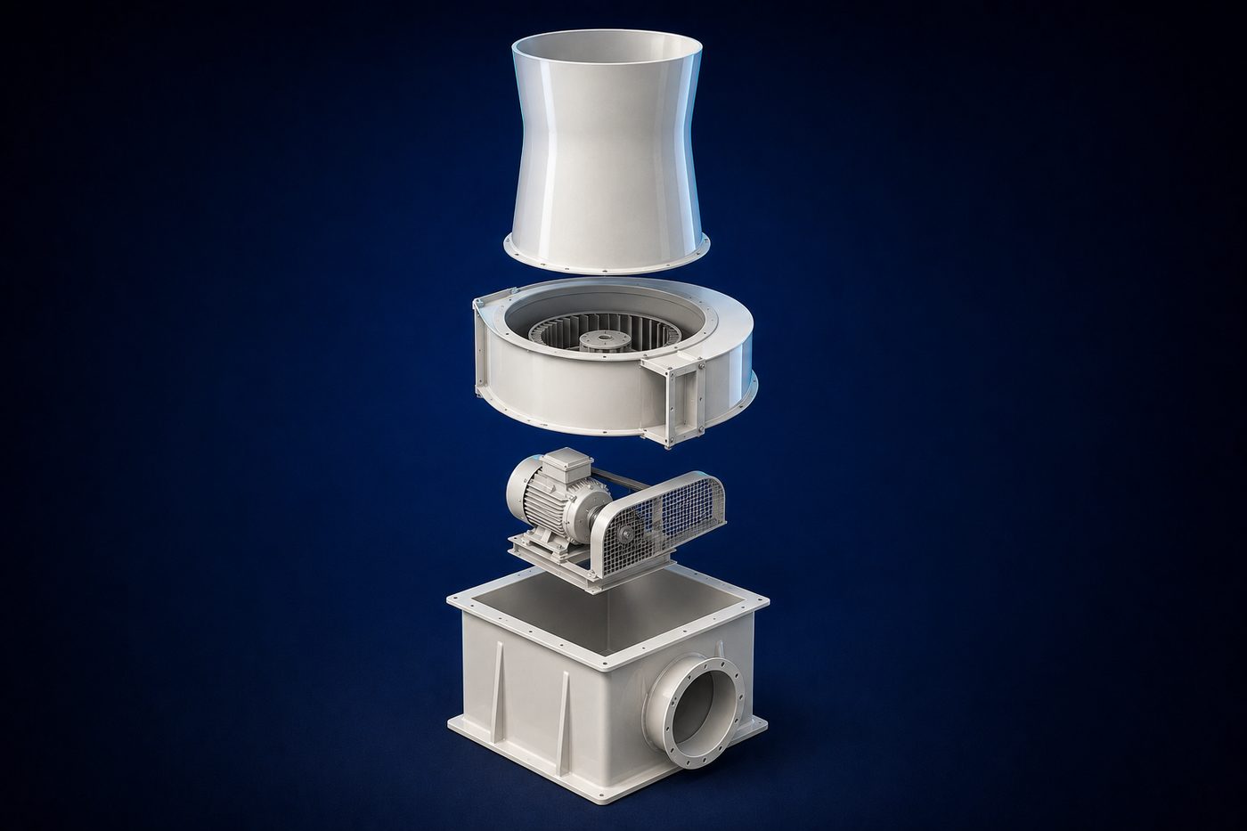 Lab Exhaust Fans, exploded into its main components
